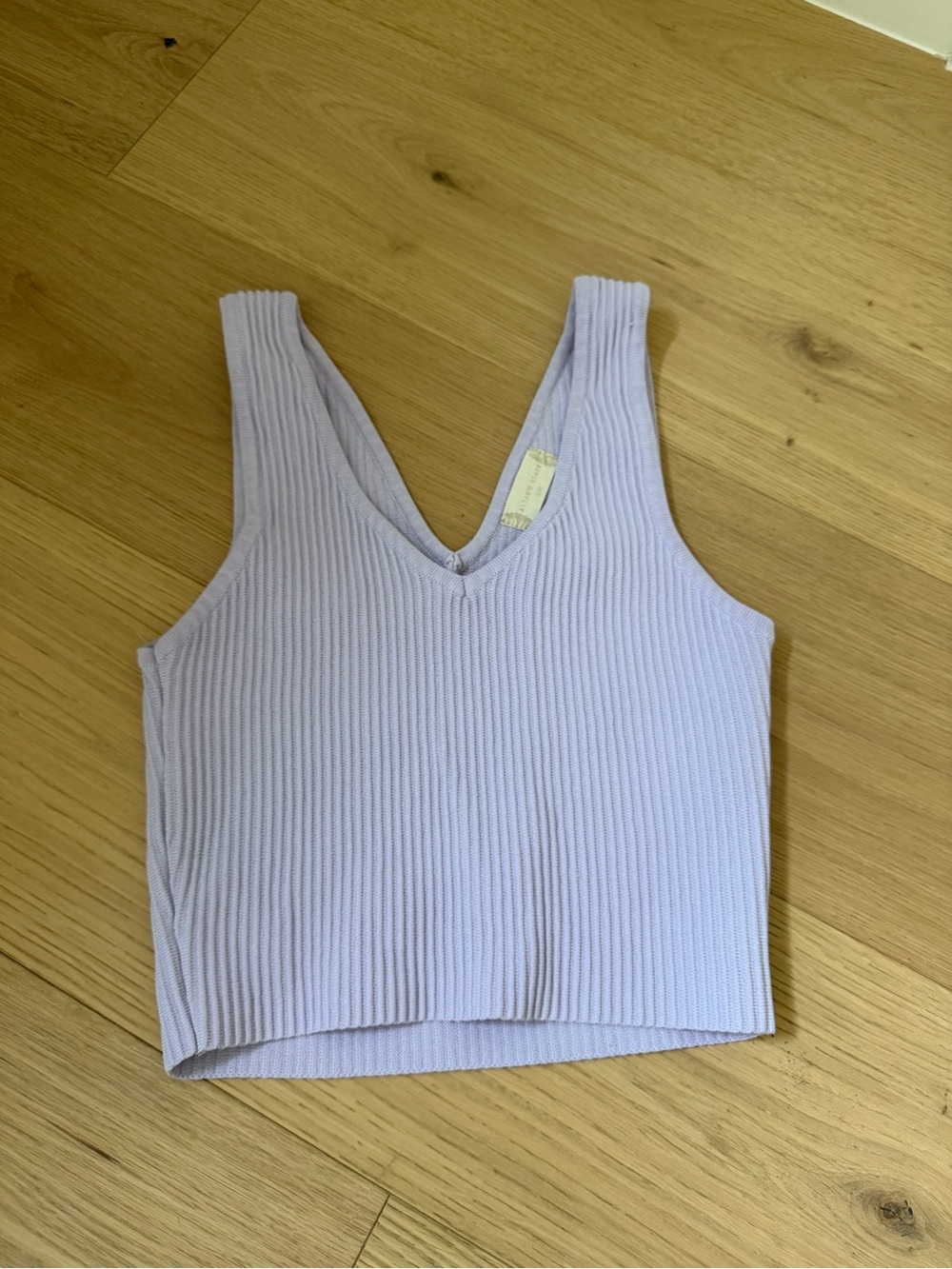 Altar'd State Lavender Ribbed V-Neck Cropped Tank